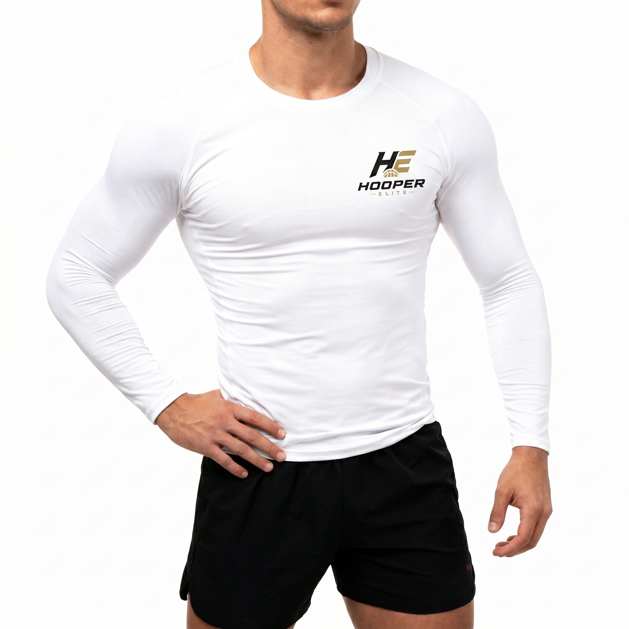 Hooper Elite Long Sleeve Compression Shirt - White