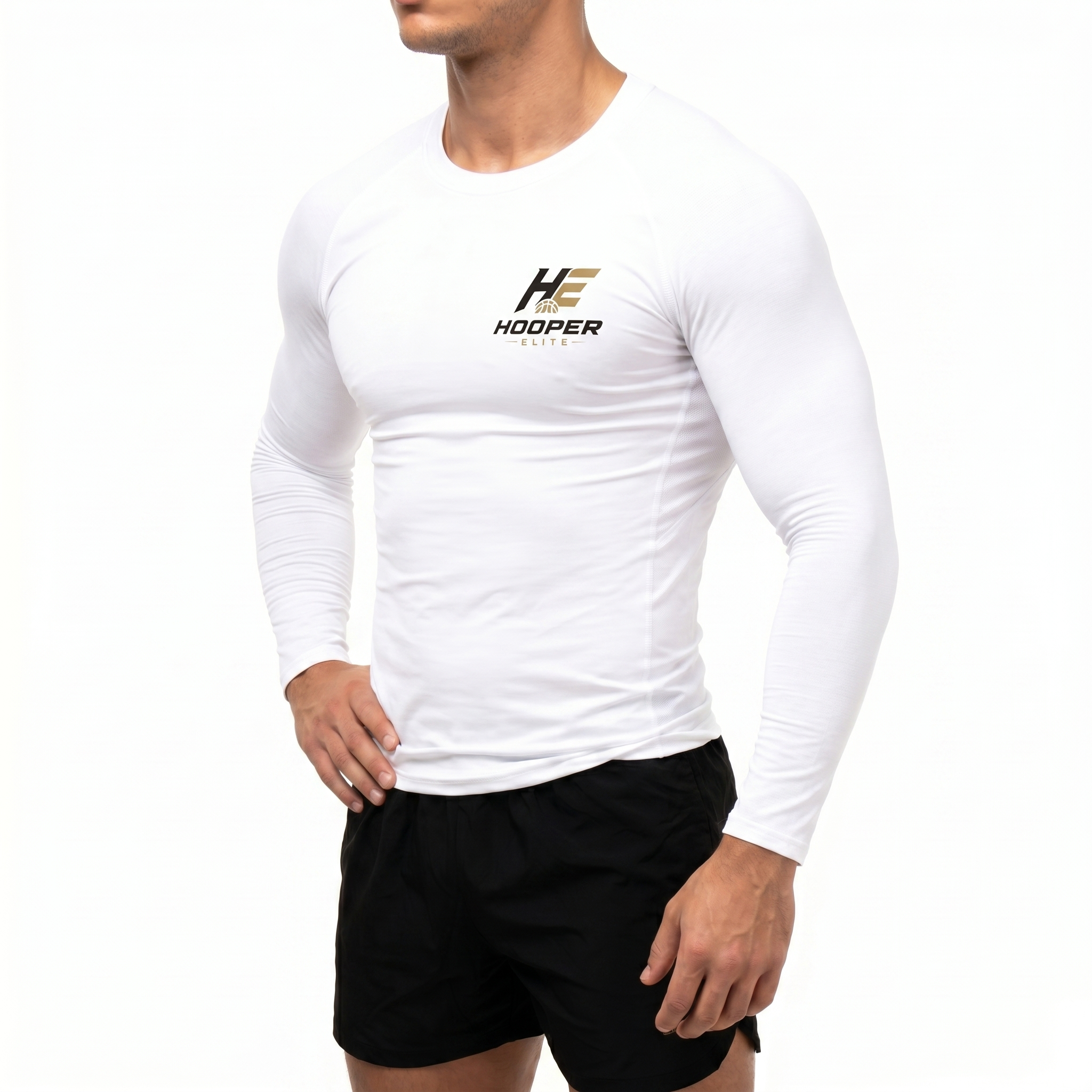 Hooper Elite Long Sleeve Compression Shirt - White